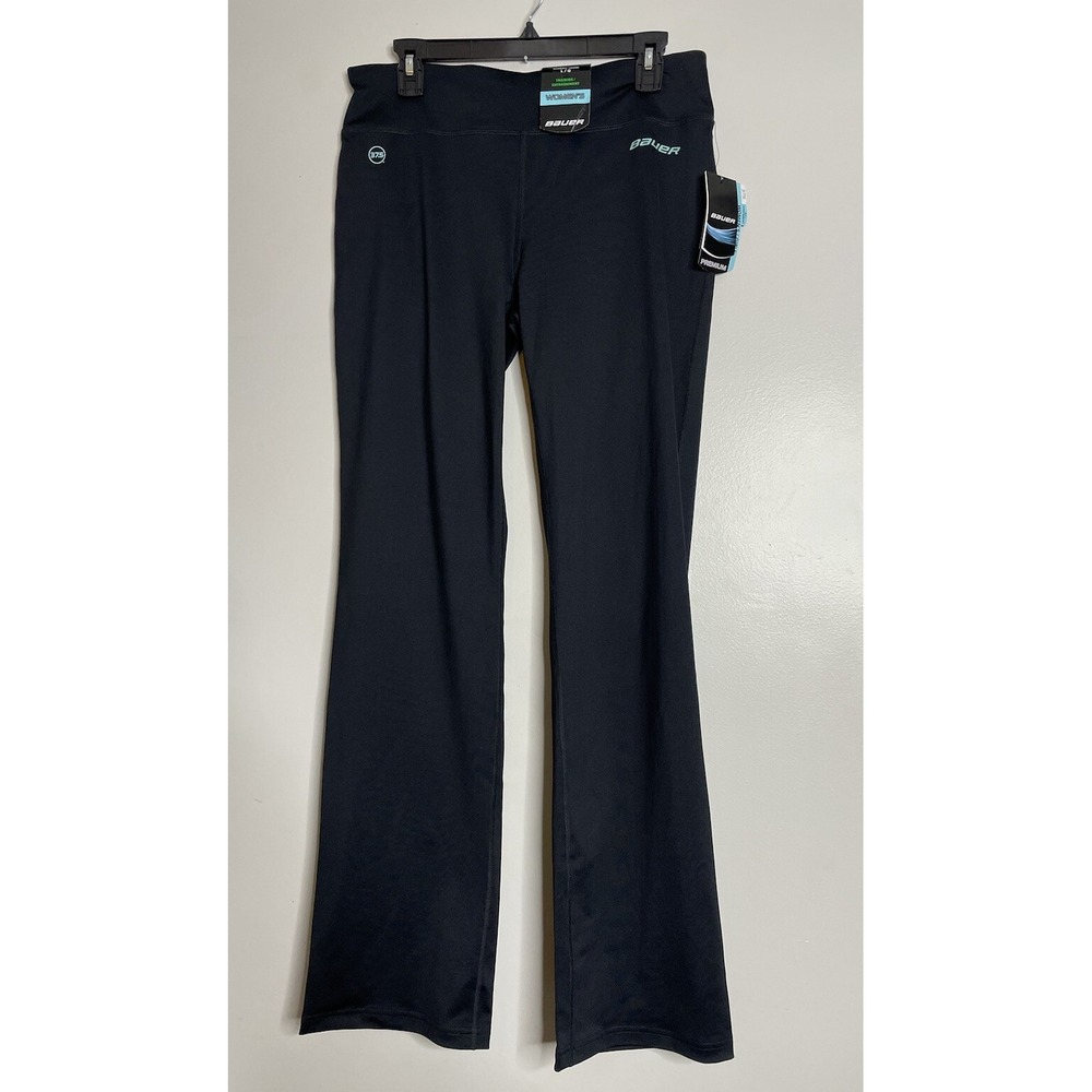Bauer Pants Womens Large Black Yoga Pants Straight Leg Stretch Athleisure Skate